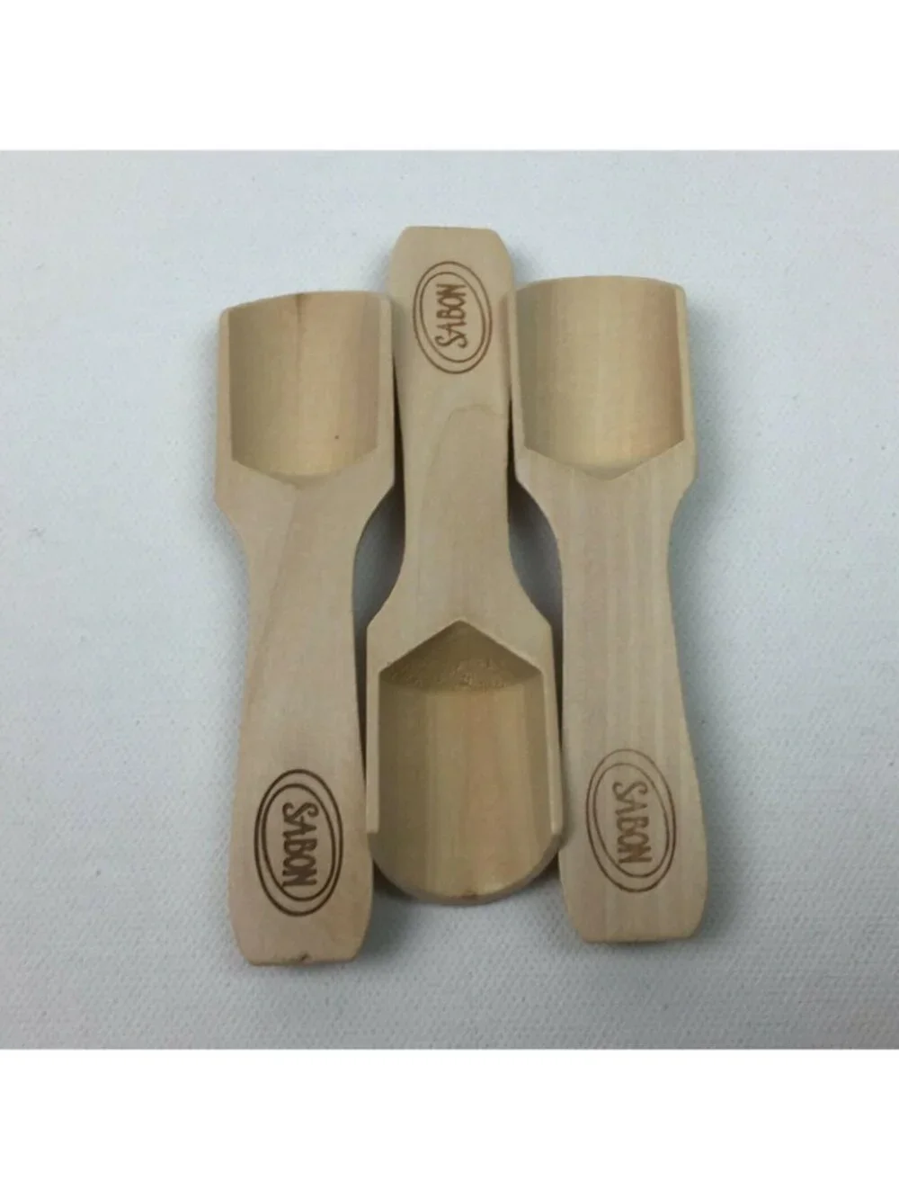Sabon Wood Scoop Set 3 Wooden Spoon Scrub Bath Shower Skincare Beauty
